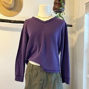 Purple Cotton Thermal Waffle Knit Long Sleeve Top Size Medium Victoria's Secret